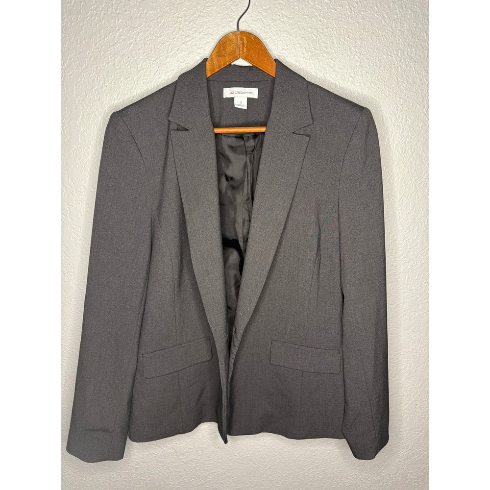 Tailored Liz Claiborne Blazer Womens 12 Dark Gray Excellent